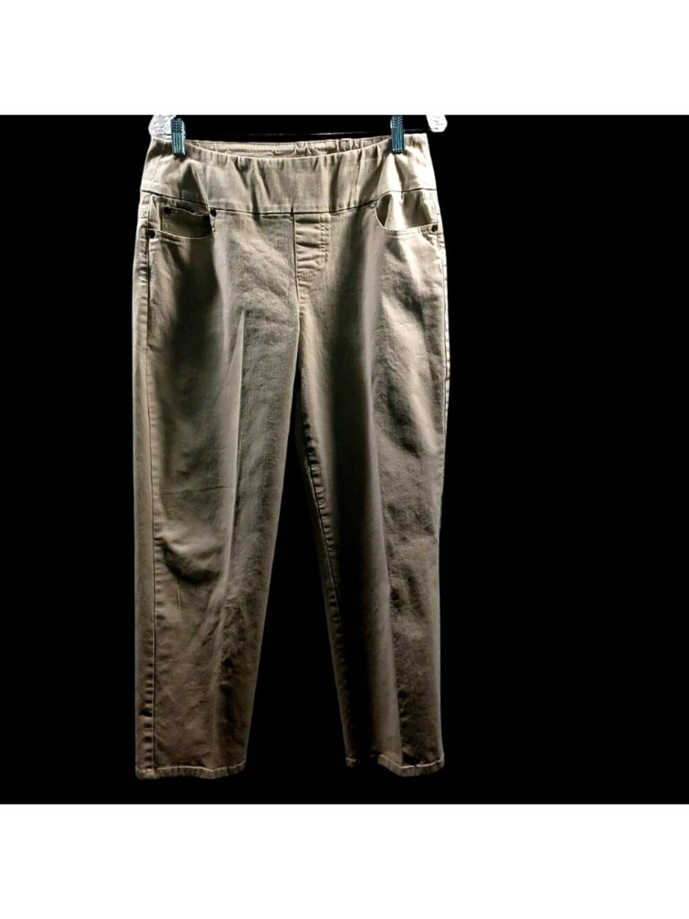 Petite Denim Jeans Tan Straight Leg Pull-On Stretch Pockets Chadwicks Womens 12P
